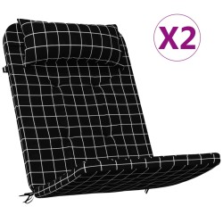 vidaXL Cojines para silla Adirondack 2 uds tela Oxford a cuadros negro
