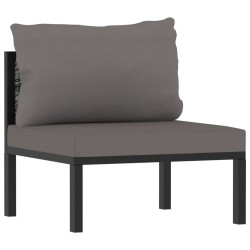 vidaXL Sofá modular central con cojín ratán sintético gris antracita