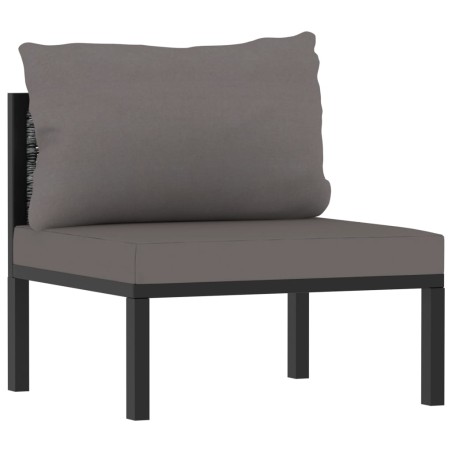 vidaXL Sofá modular central con cojín ratán sintético gris antracita