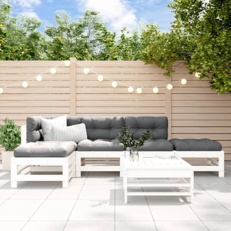 vidaXL Juego de muebles de jardín 6 piezas madera maciza pino blanco