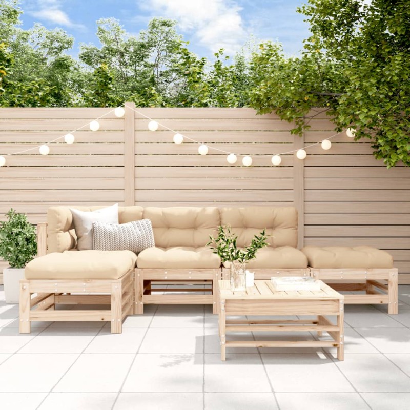 vidaXL Juego de muebles de jardín 6 piezas madera maciza de pino vidaXL Juego de muebles de jardín 6 piezas madera maciza de pino