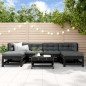 vidaXL Juego de muebles de jardín 7 piezas madera maciza de pino negro