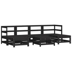 vidaXL Juego de muebles de jardín 7 piezas madera maciza de pino negro