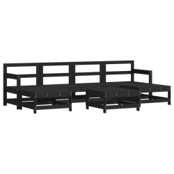 vidaXL Juego de muebles de jardín 7 piezas madera maciza de pino negro
