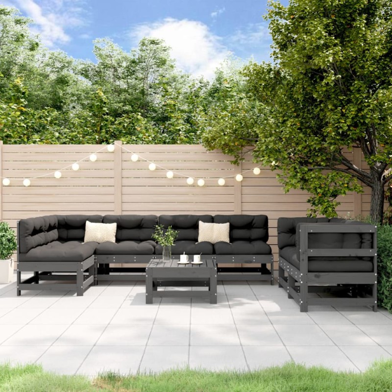 vidaXL Juego de muebles de jardín 8 piezas madera maciza de pino vidaXL Juego de muebles de jardín 8 piezas madera maciza de pino