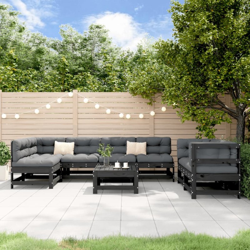 vidaXL Juego de muebles de jardín 8 piezas madera maciza de pino vidaXL Juego de muebles de jardín 8 piezas madera maciza de pino