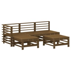 vidaXL Juego de sofás de jardín 5 pzas madera maciza pino marrón miel