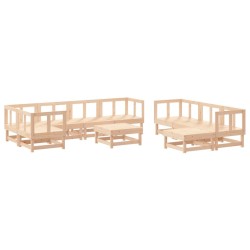 vidaXL Juego muebles de jardín 10 piezas madera maciza pino