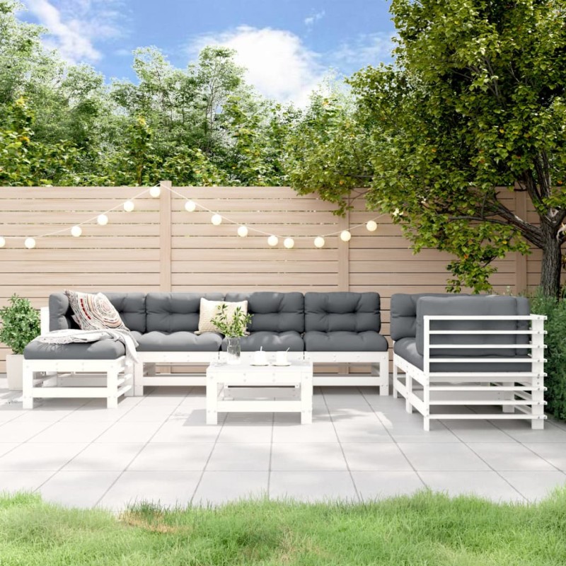 vidaXL Juego de muebles de jardín 8 piezas madera maciza de pino