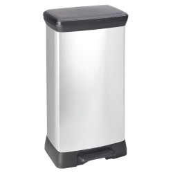 Curver Papelera de pedal Deco plateado 50 L