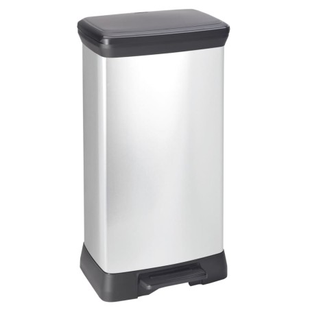 Curver Papelera de pedal Deco plateado 50 L