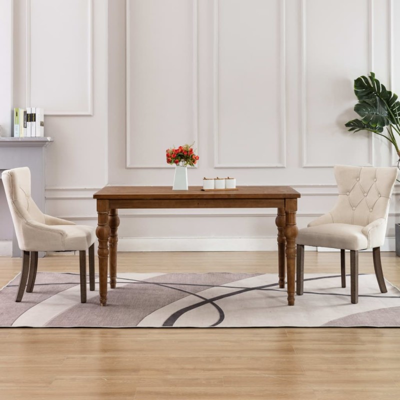vidaXL Sillas de comedor 2 unidades de tela beige vidaXL Sillas de comedor 2 unidades de tela beige