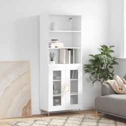 vidaXL Aparador alto madera contrachapada blanco brillo 69,5x34x180 cm