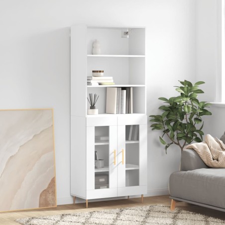 vidaXL Aparador alto madera contrachapada blanco brillo 69,5x34x180 cm