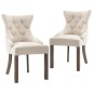 vidaXL Sillas de comedor 2 unidades de tela beige vidaXL Sillas de comedor 2 unidades de tela beige