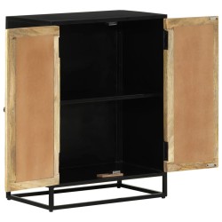 vidaXL Aparador con 2 puertas hierro y madera maciza mango 55x35x75 cm