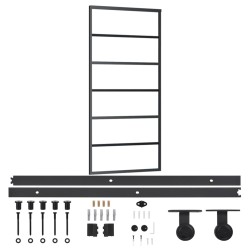 vidaXL Puerta corredera con herrajes ESG vidrio y aluminio 90x205 cm