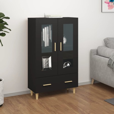 vidaXL Aparador de madera de ingeniería negro 70x31x115 cm