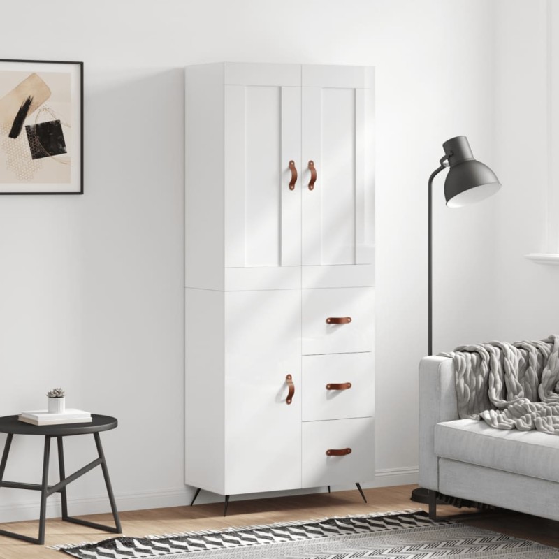 vidaXL Aparador alto madera contrachapada blanco brillo 69,5x34x180 cm vidaXL Aparador alto madera contrachapada blanco brillo 69,5x34x180 cm