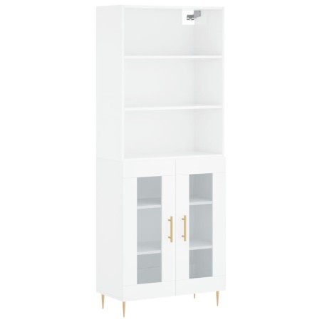 vidaXL Aparador alto madera contrachapada blanco brillo 69,5x34x180 cm