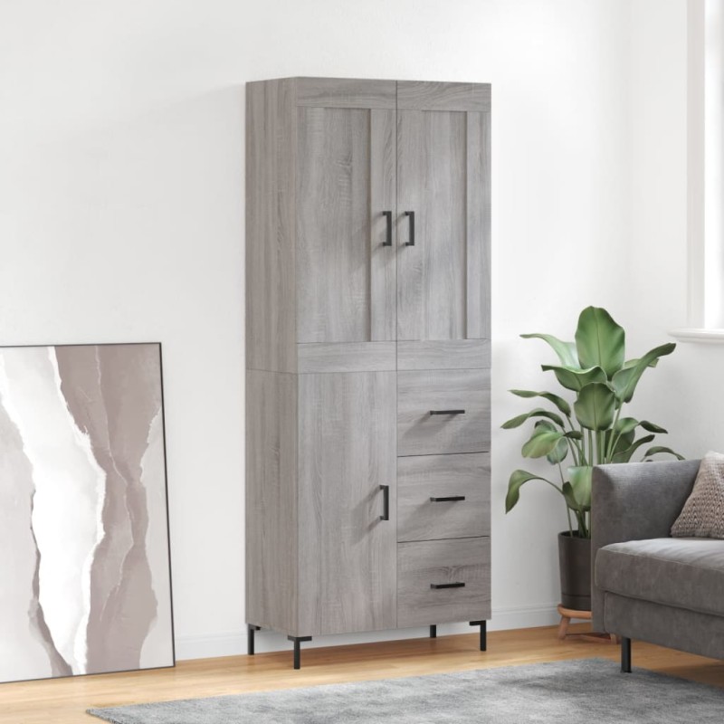 vidaXL Aparador alto madera contrachapada gris sonoma 69,5x34x180 cm vidaXL Aparador alto madera contrachapada gris sonoma 69,5x34x180 cm
