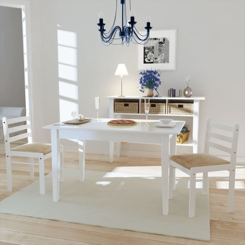 vidaXL Sillas de comedor 2 uds madera maciza caucho terciopelo blanco vidaXL Sillas de comedor 2 uds madera maciza caucho terciopelo blanco