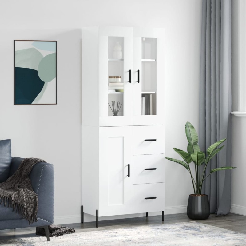 vidaXL Aparador alto madera contrachapada blanco brillo 69,5x34x180 cm vidaXL Aparador alto madera contrachapada blanco brillo 69,5x34x180 cm