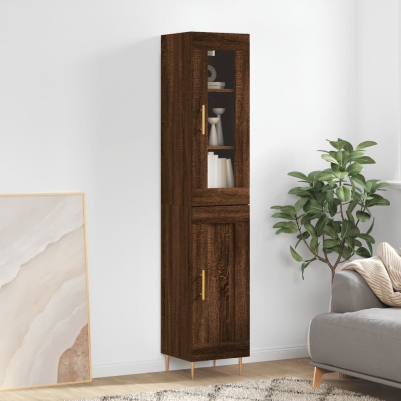 vidaXL Aparador alto madera contrachapada roble marrón 34,5x34x180 cm vidaXL Aparador alto madera contrachapada roble marrón 34,5x34x180 cm