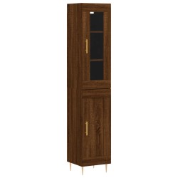 vidaXL Aparador alto madera contrachapada roble marrón 34,5x34x180 cm