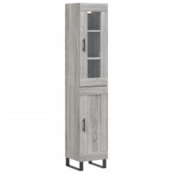 vidaXL Aparador alto madera contrachapada gris Sonoma 34,5x34x180 cm