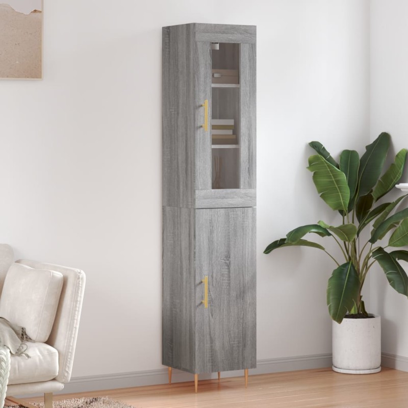 vidaXL Aparador alto madera contrachapada gris Sonoma 34,5x34x180 cm vidaXL Aparador alto madera contrachapada gris Sonoma 34,5x34x180 cm