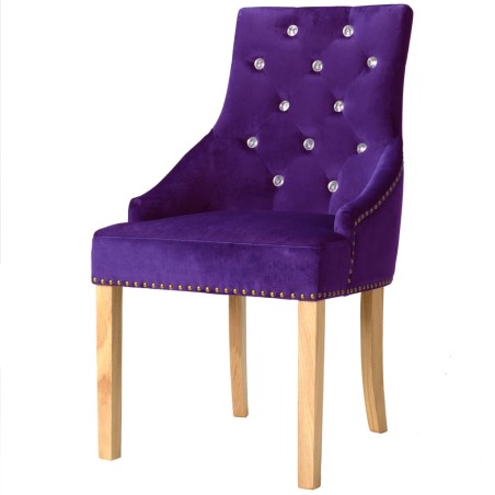 vidaXL Silla de comedor 2 uds madera roble maciza y terciopelo morado 