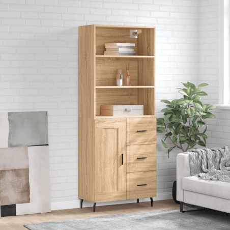 vidaXL Aparador alto madera contrachapada color roble 69,5x34x180 cm