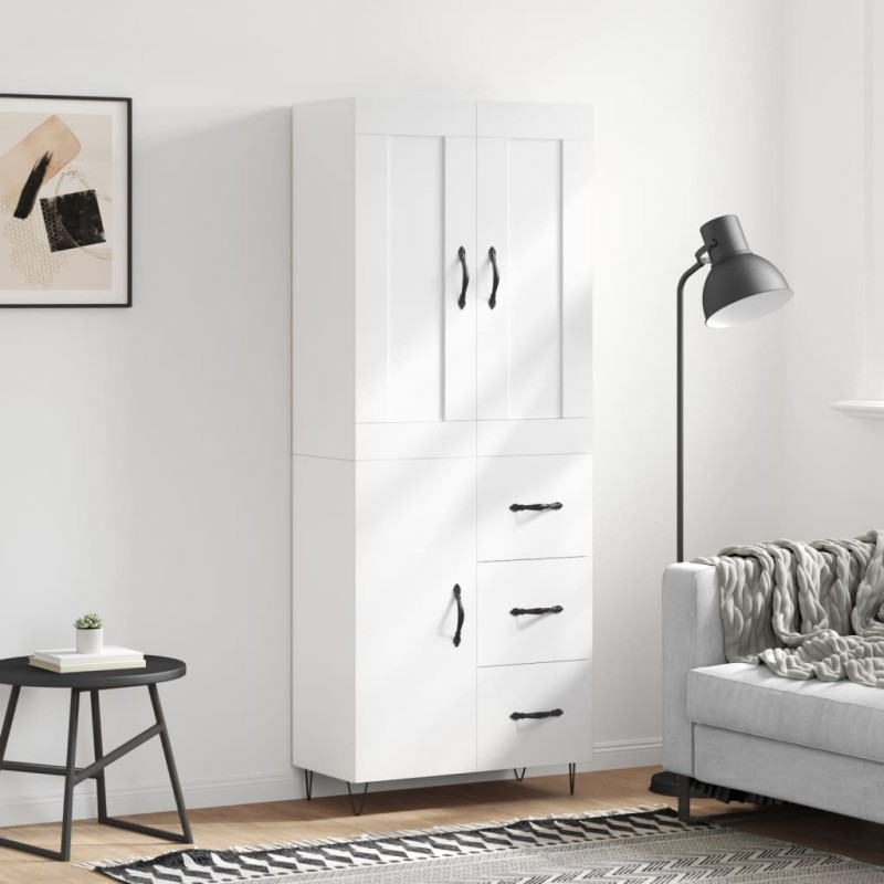 vidaXL Aparador alto madera contrachapada blanco 69,5x34x180 cm vidaXL Aparador alto madera contrachapada blanco 69,5x34x180 cm