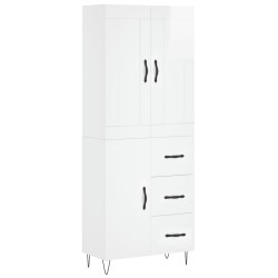 vidaXL Aparador alto madera contrachapada blanco brillo 69,5x34x180 cm