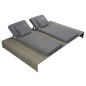 vidaXL Tumbona doble con cojín de ratán sintético gris vidaXL Tumbona doble con cojín de ratán sintético gris