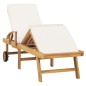 vidaXL Tumbona con cojín madera maciza de teca crema vidaXL Tumbona con cojín madera maciza de teca crema