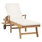 vidaXL Tumbona con cojín madera maciza de teca crema vidaXL Tumbona con cojín madera maciza de teca crema