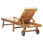 vidaXL Tumbona con cojín madera maciza de teca crema vidaXL Tumbona con cojín madera maciza de teca crema