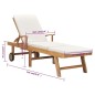 vidaXL Tumbona con cojín madera maciza de teca crema vidaXL Tumbona con cojín madera maciza de teca crema