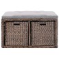 vidaXL Banco con 2 cestas hierba marina 71x40x42 cm gris vidaXL Banco con 2 cestas hierba marina 71x40x42 cm gris