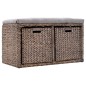 vidaXL Banco con 2 cestas hierba marina 71x40x42 cm gris vidaXL Banco con 2 cestas hierba marina 71x40x42 cm gris