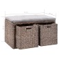 vidaXL Banco con 2 cestas hierba marina 71x40x42 cm gris vidaXL Banco con 2 cestas hierba marina 71x40x42 cm gris