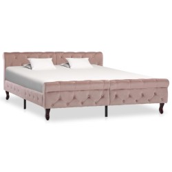 vidaXL Estructura de cama de terciopelo rosa 160x200 cm