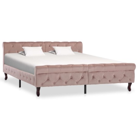 vidaXL Estructura de cama de terciopelo rosa 160x200 cm