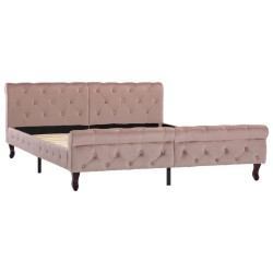 vidaXL Estructura de cama de terciopelo rosa 160x200 cm
