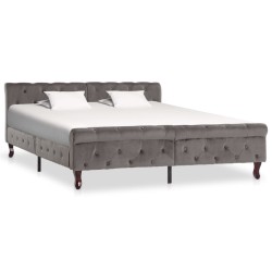 vidaXL Estructura de cama de terciopelo gris 160x200 cm