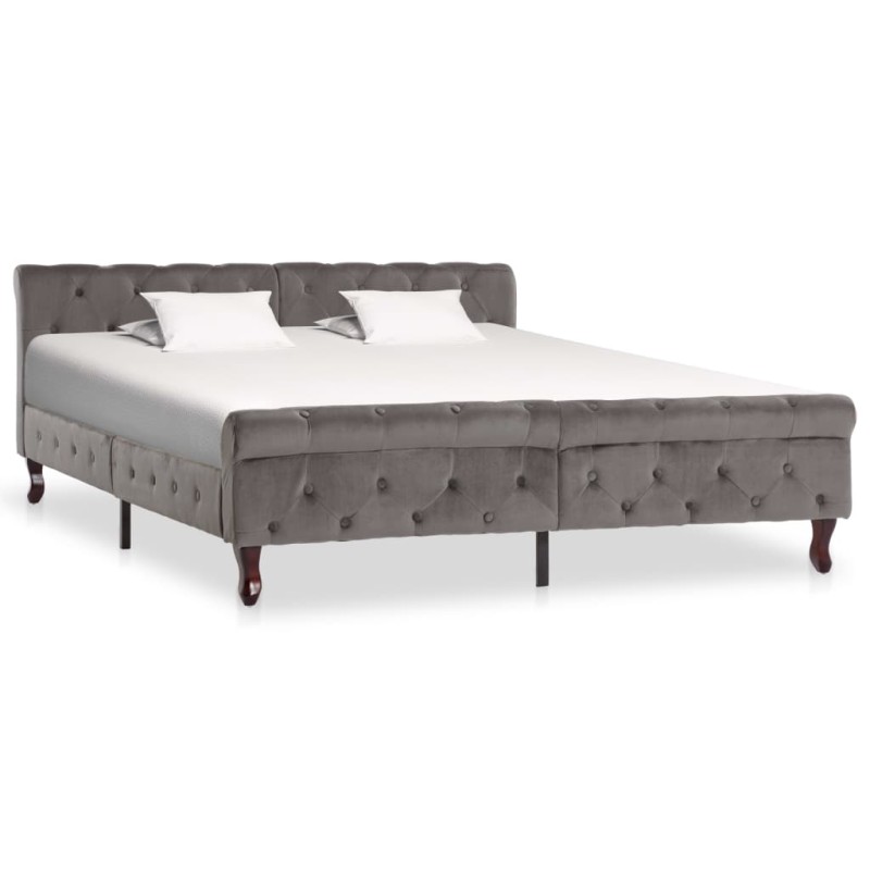 vidaXL Estructura de cama de terciopelo gris 160x200 cm vidaXL Estructura de cama de terciopelo gris 160x200 cm