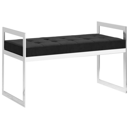 vidaXL Banco de terciopelo y acero inoxidable negro 97 cm
