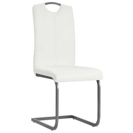 vidaXL Sillas voladizas de comedor 2 unidades cuero sintético blanco